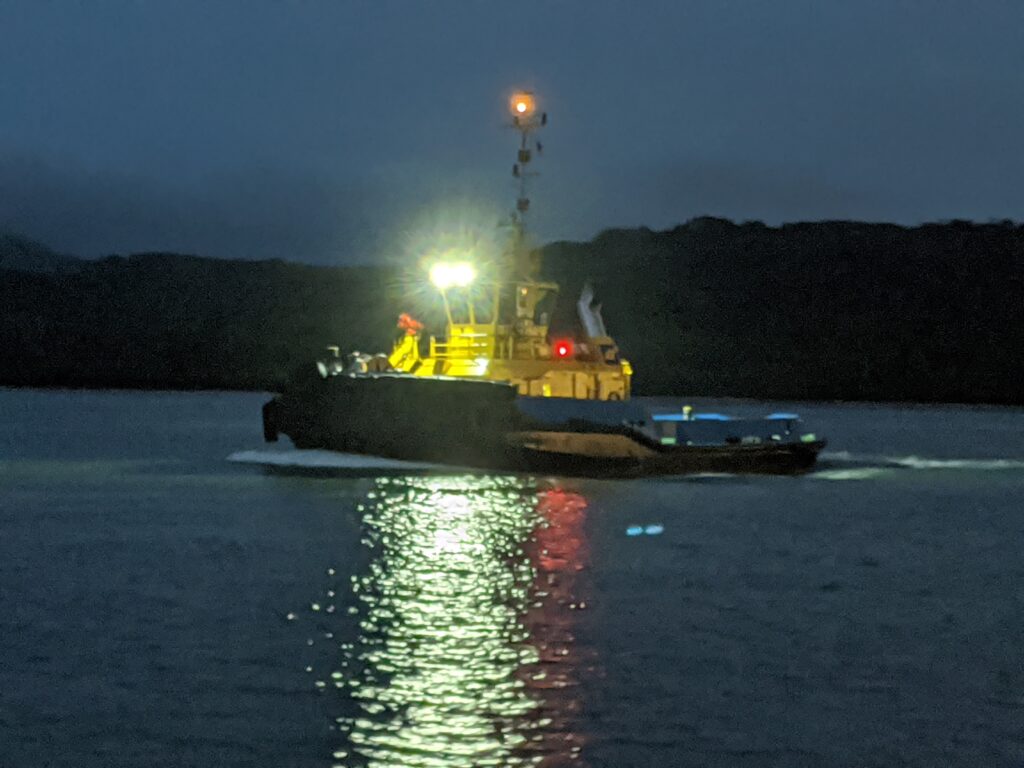 Panama canal advisor arriving on a pilot boat